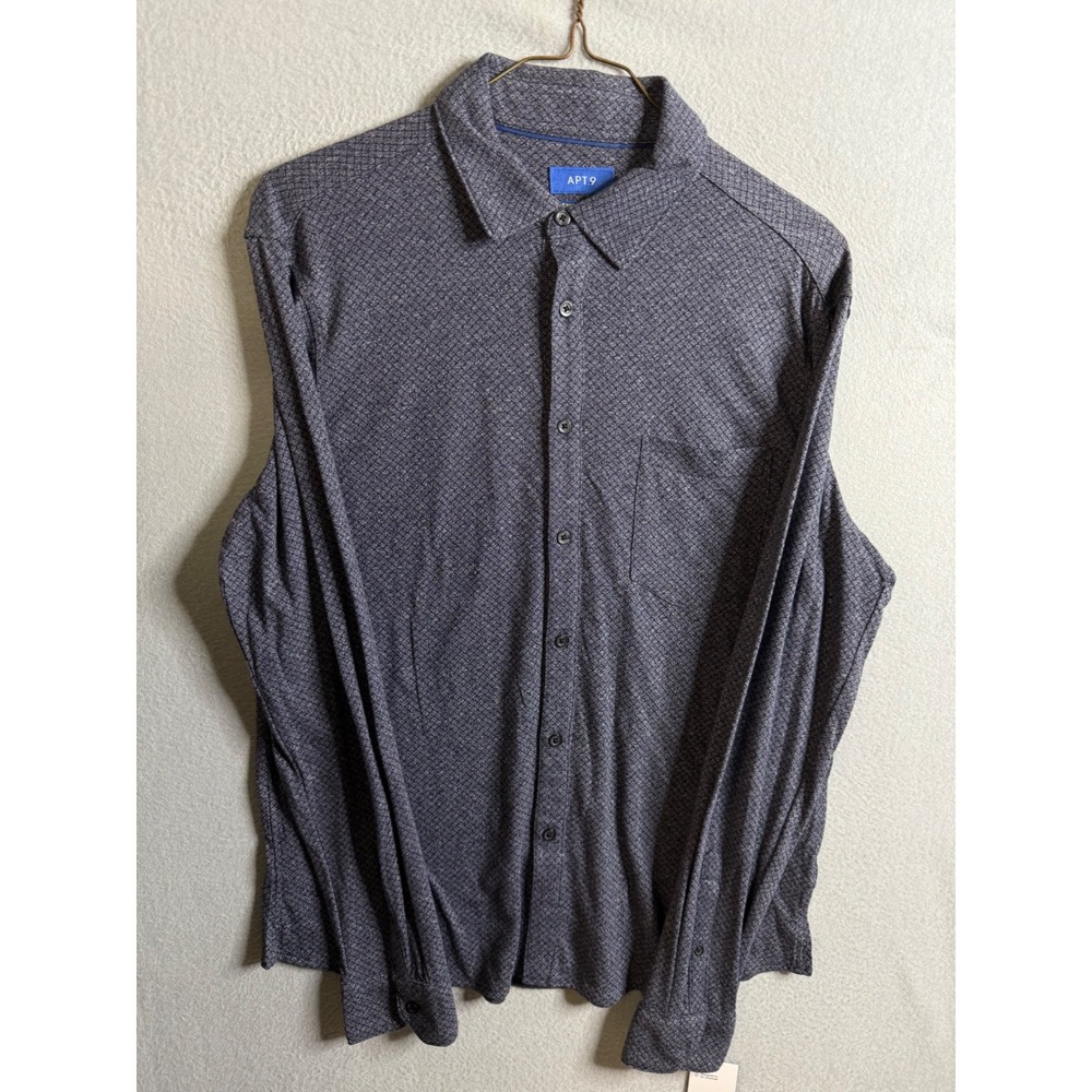 Apt 9 Button Up Men's Large Premier Flex Untucked Fit‎ Long Sleeve NWT
